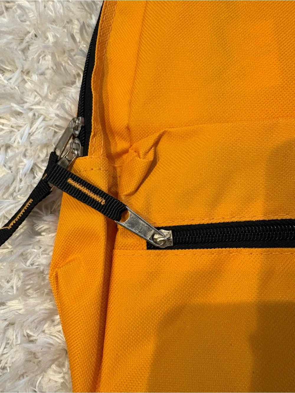 Unisex Backpack Bookbag Citrus Sherbet Orange Front Zip Pocket Black Detai